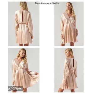 Sugar Lips Angel Eyes Long Sleeve Elastic Waist Satin Mini Dress Small, READ*